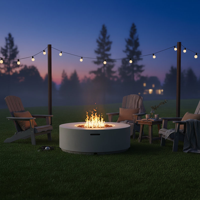 Outside Fire Pit Table with 50000 BTU, Beige