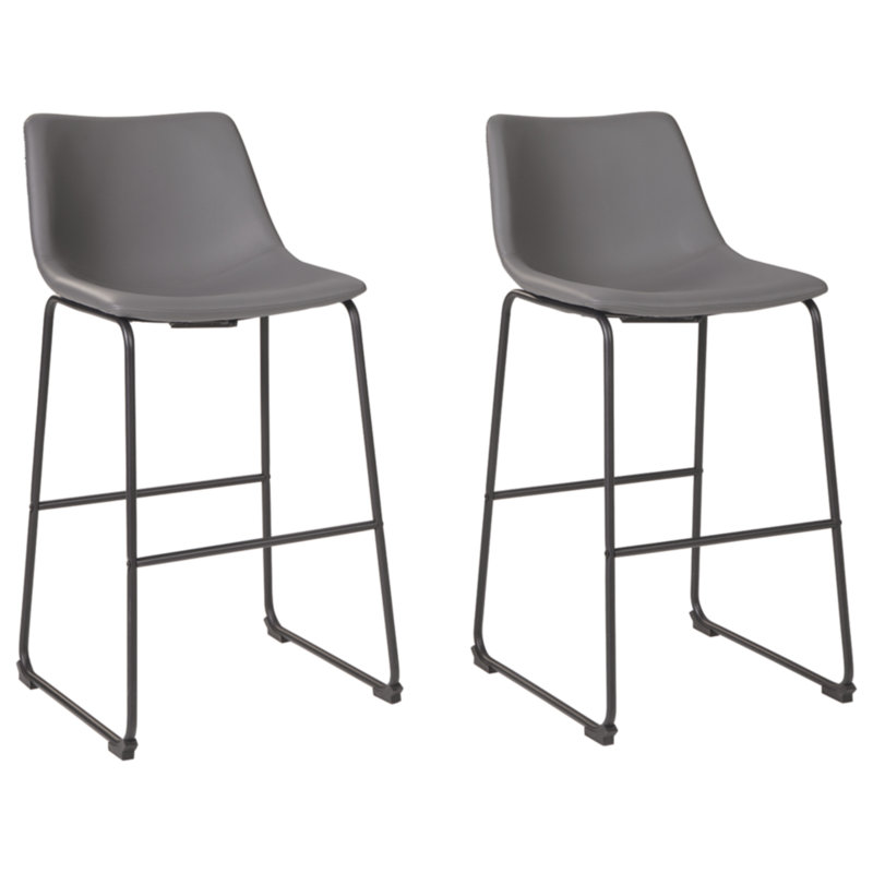 Ashtin Upholstered Counter Stool with Metal Frame, Gray, Bar Stool (29” Seat Height)