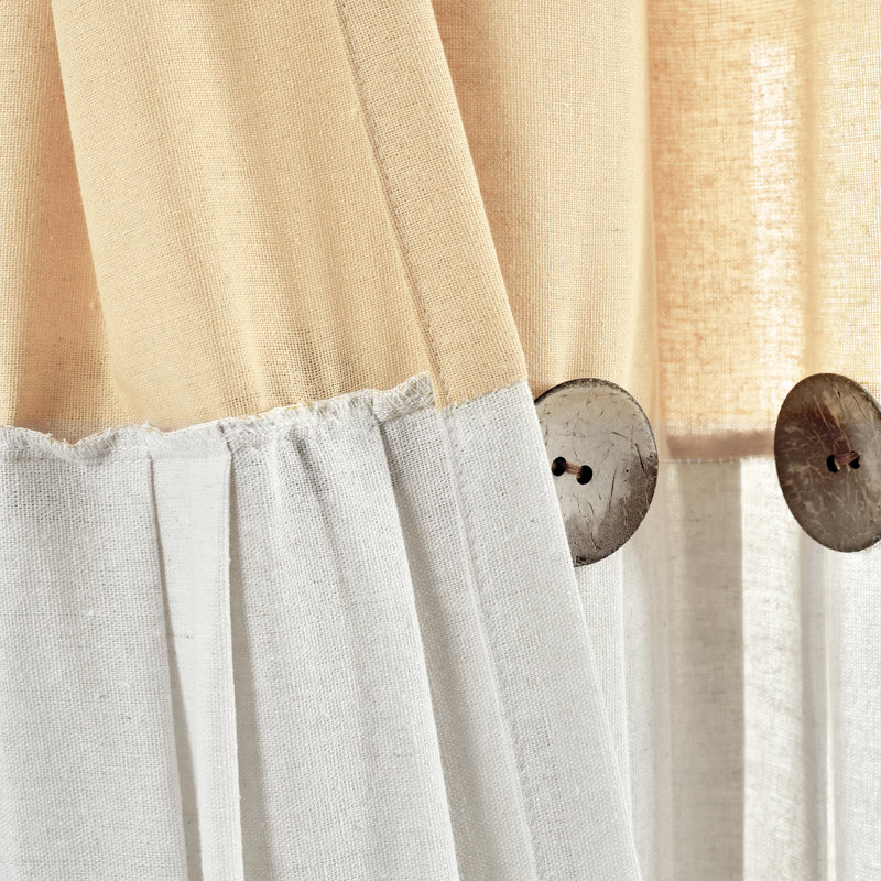 Off White Linen Blend Pleated Rod Pocket Window Panel