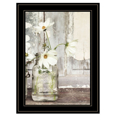 White Blossoms Framed Wall Art for Living Room, Home Wall Decor by Lori Deiter