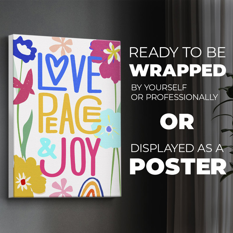 Pop Love Peace Joy - impression sur toile seulement - non encadrée, H 60 po x l 40 po