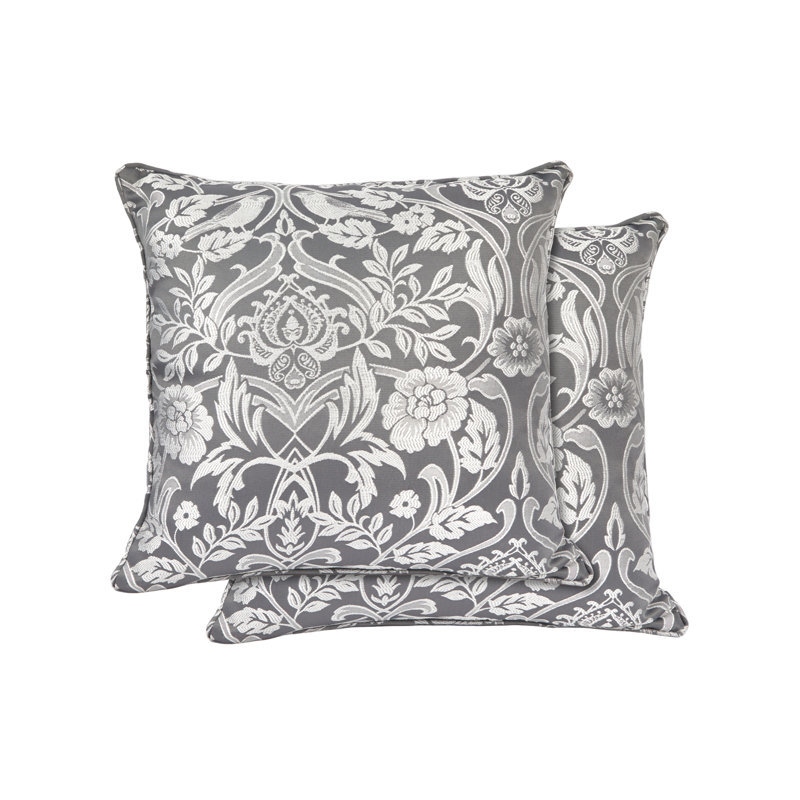 Eden Floral Square Throw Pillow Cover, Silver