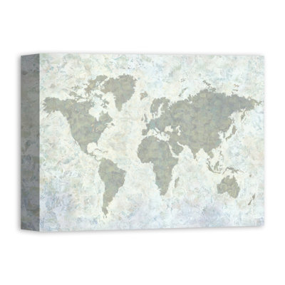 « neutral world map », impression sur toile tendue