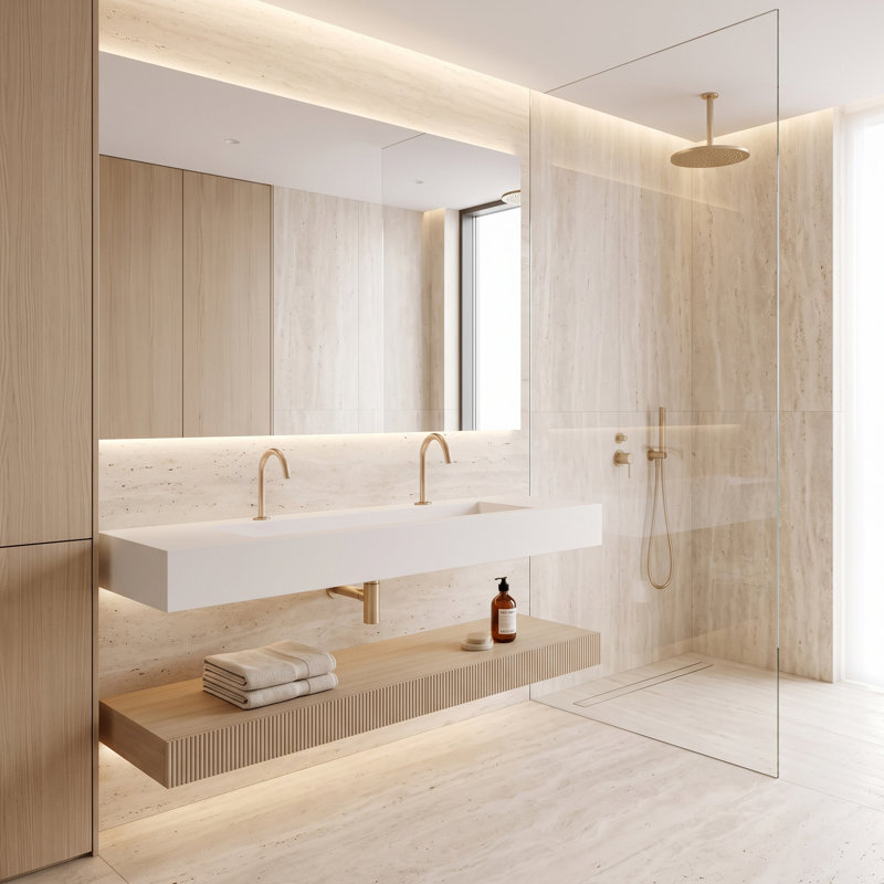 Lavabo-vasque rectangulaire de 183 cm avec bassin à rampe, Blanc