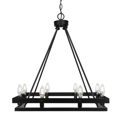 Belmont 8 Light Uplight Square Chandelier Shown In Matte Black Finish