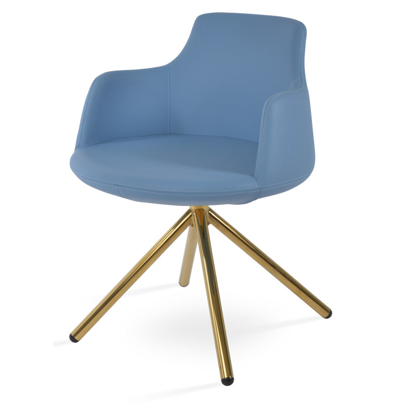 Chaise avec accoudoirs Dervish, Bleu, Or
