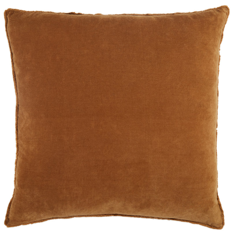 Housse et insert de coussin carré en coton Kam, Polyester/ Bourre en polyester, Terracotta