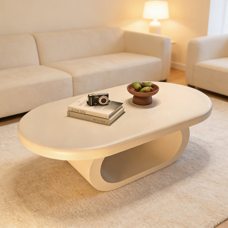 Table basse Minimalist Luxury Modern, Ivoire ivoire, H 17,71 po x L 47,24 po x l 23,62 po, Ivoire ivoire