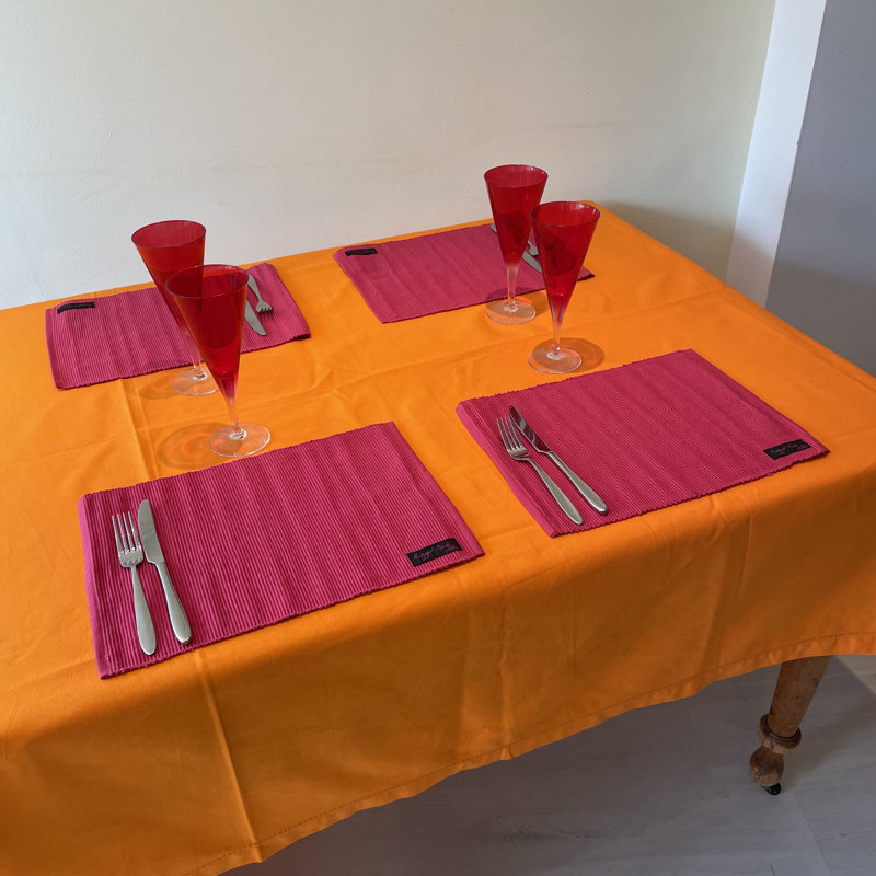 Ribby Cotton Placemat, Pink