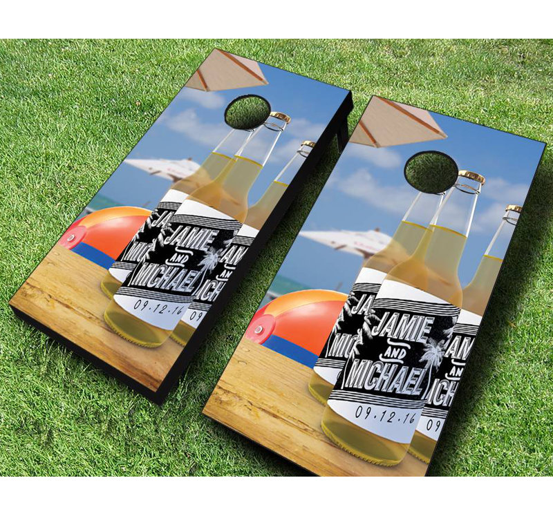 Ensemble de cornhole 2 'x 4' avec sacs, Rouge / Jaune, Oui