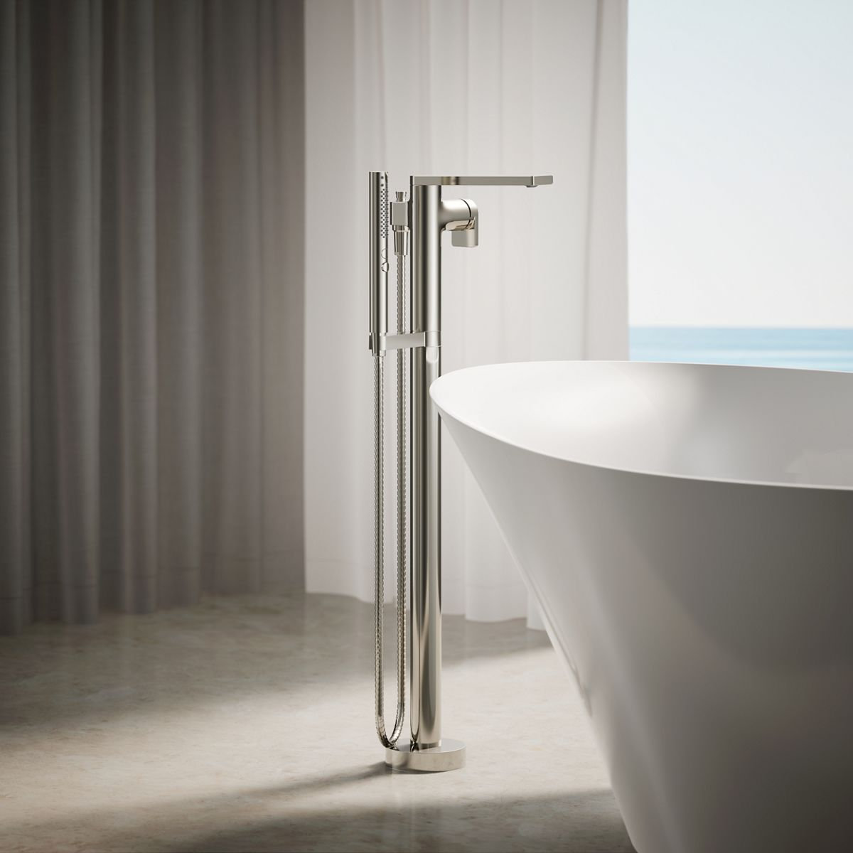 Composed Freestanding Bath Faucet, Vibrant Polished Nickel