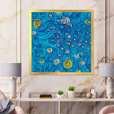 Nuit étoilée jaune et bleu - reproduction d'art sur toile moderne