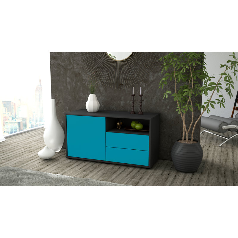 Tre 92 cm W Chest of 2 Drawers, Black/Dark blue