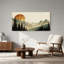 Art mural rétro sur toile de montagnes et de pins-1370418669