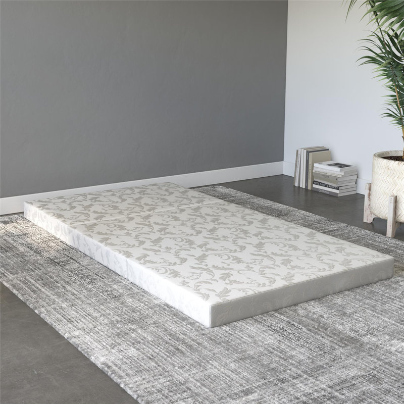 Twin White Floral 4-Inch Tri-Fold Innerspring Mattress