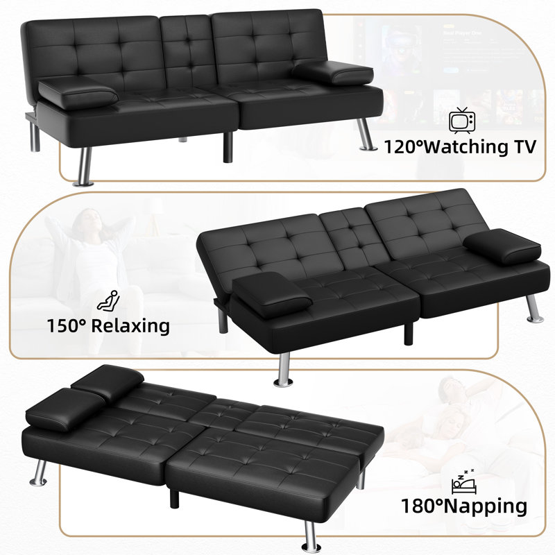 Abbigale 65.8'' Faux Leather Reclining Sleeper Sofa