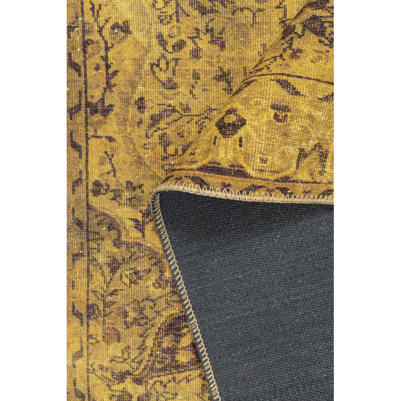 Tapis jaune à motif tissé rétro, Rectangle 5 pi x 7 pi 7 po