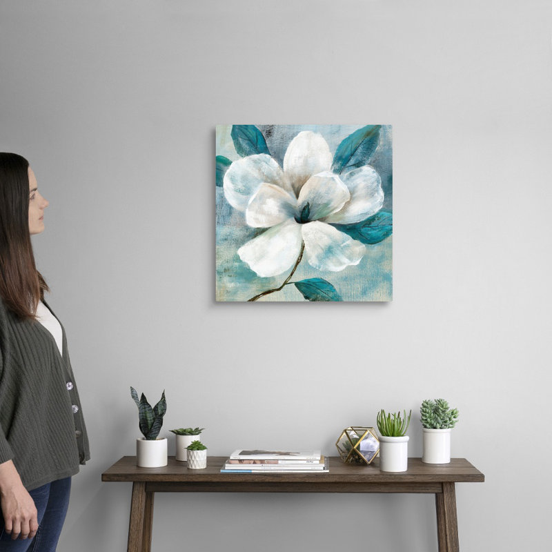 Teal Magnolia I Canvas Wall Art, 20" H x 20" W x 1.25" D, Wrapped Canvas