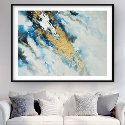 Marbre bleu et or - reproduction encadrée moderne pour le décor de la chambre à coucher