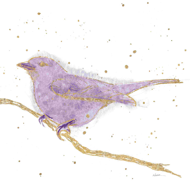 Oiseau doré et lavande, H 36 po x l 36 po