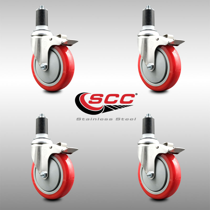 Roulettes pivotantes, Rouge, H 5 po x l 5 po