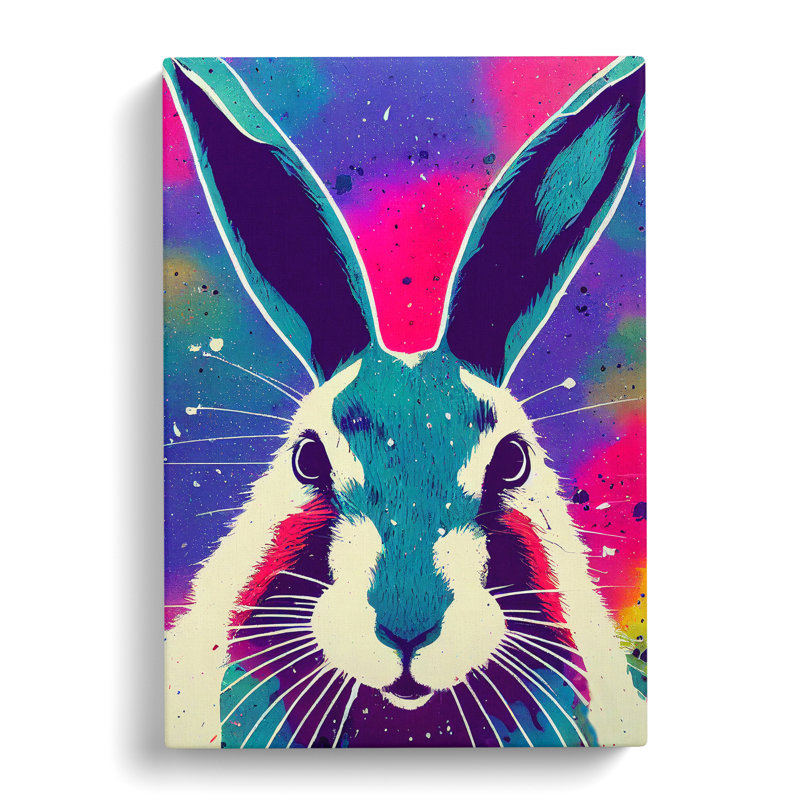 Painted Hare No.1 Abstract - Wrapped Canvas, 76cm H x 50cm W x 3cm D