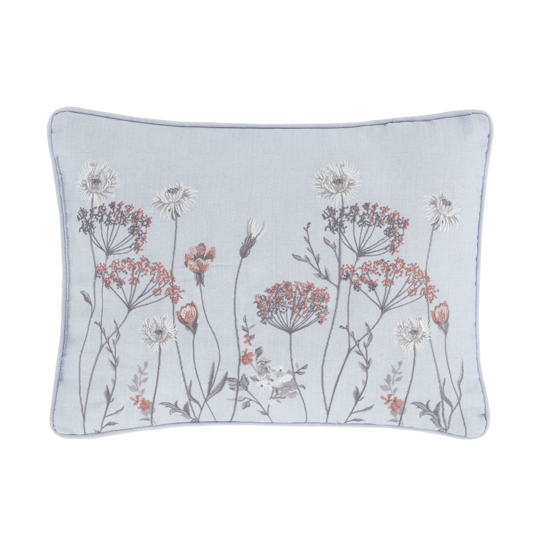 Catherine Lansfield Meadowsweet Floral Embroidered 30x40cm Cushion Grey - Image 3