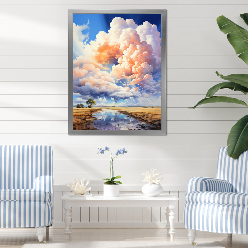 «Clouds Playful Skies I», reproduction sur toile, H 20 po x l 12 po x P 1 po, Cadre photo gris