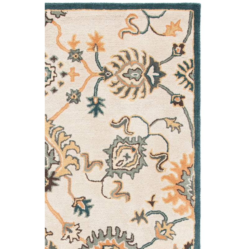 Heritage Hand Tufted Wool/Cotton Oriental Rug in Ivory/Gray, Square 6'