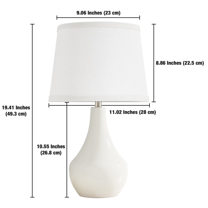 19.5'' White Ceramic Bedside Table Lamp with Socket Switch