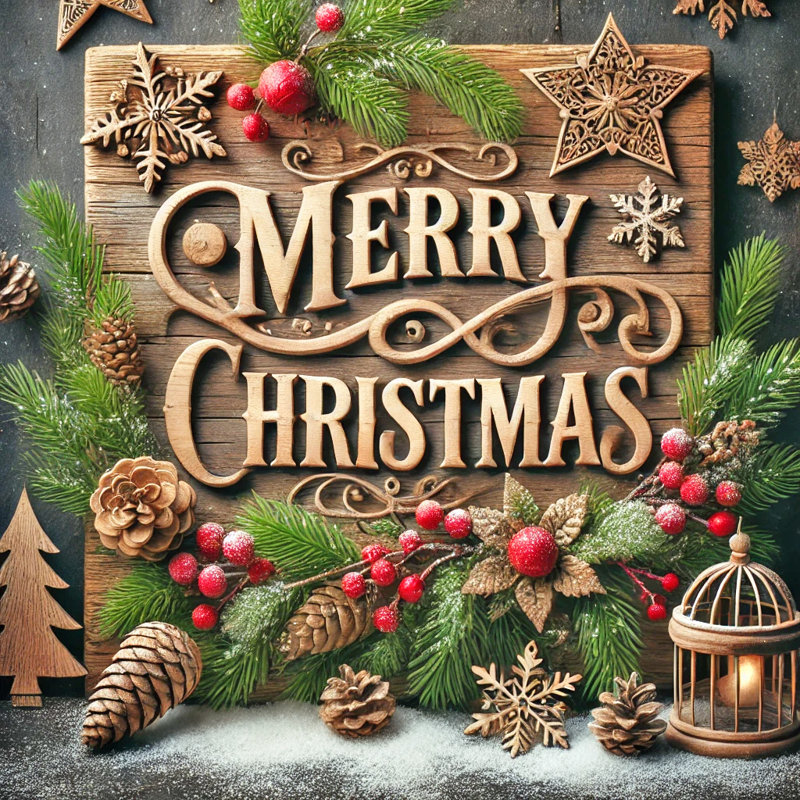 Impression sur toile rustique «Merry Christmas» avec pinecones, H 30 po x l 30 po x P 1,5 po