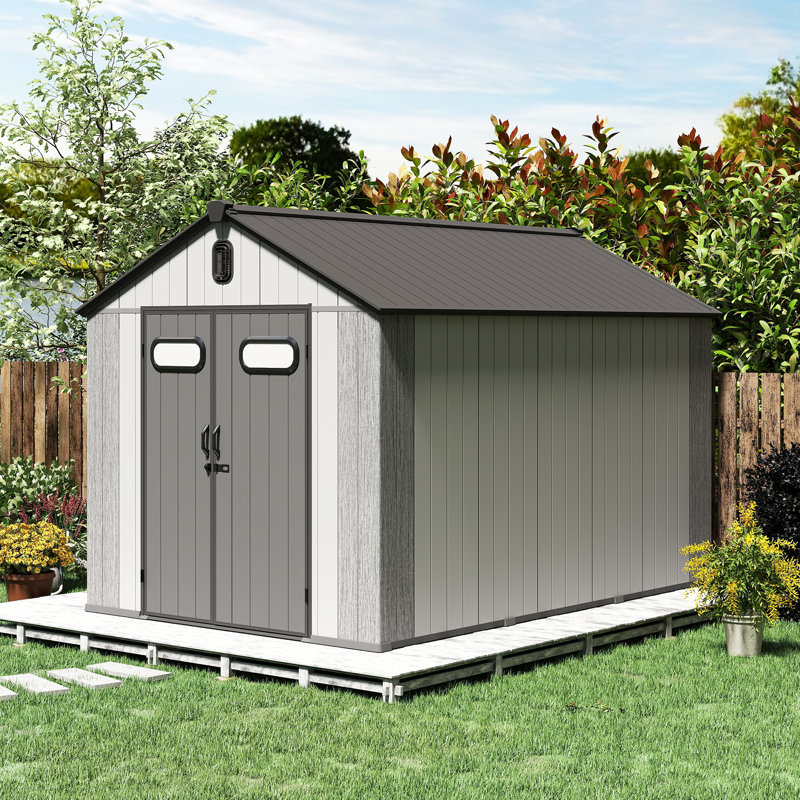 Plastic Portable Outdoor Storage Shed, 93.43" H x 93.84" W x 117.96" D