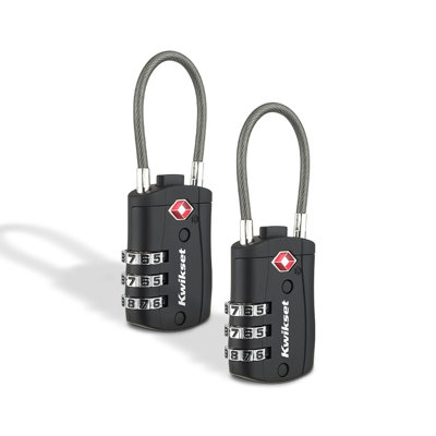 Serrure à bagages Kwikset TSA avec câble, 3 chiffres, corps 1-3 / 16 po, paquet de 2, rouge