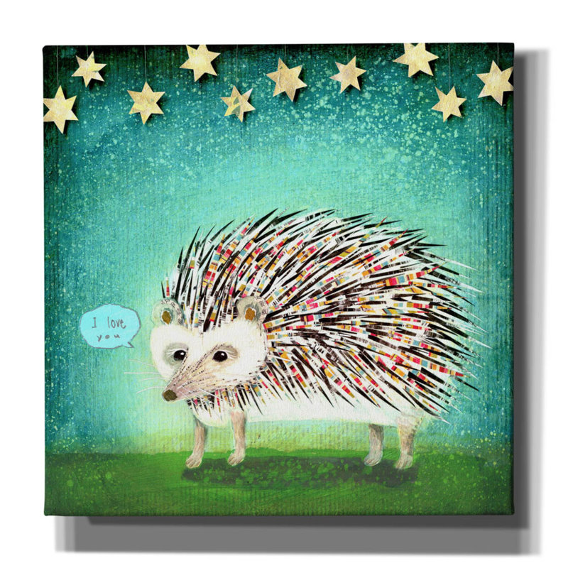 «Porcupine For Thomas» par Judy Verhoeven, art mural sur toile, H 18 po x l 18 po x P 0,75 po