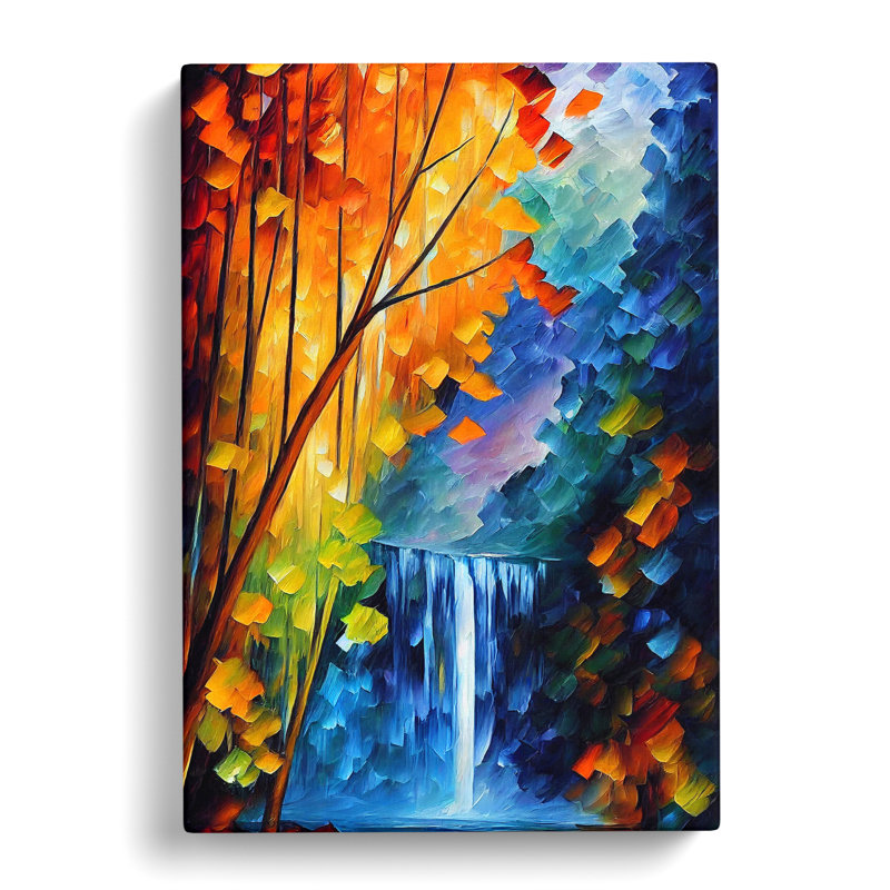 CAN-V0523-2818X Waterfall Painted - Wrapped Canvas Print, 50cm H x 35cm W