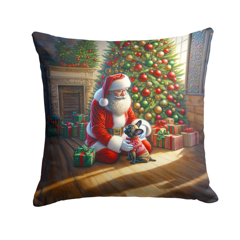 Coussin French Bulldog and Santa Claus, H 18 po x l 18 po