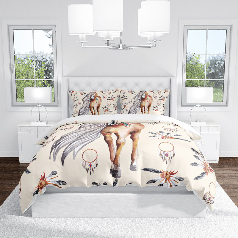  Ensemble de housse de couette Pony, Housse de couette très grand + 2 taies décoratives