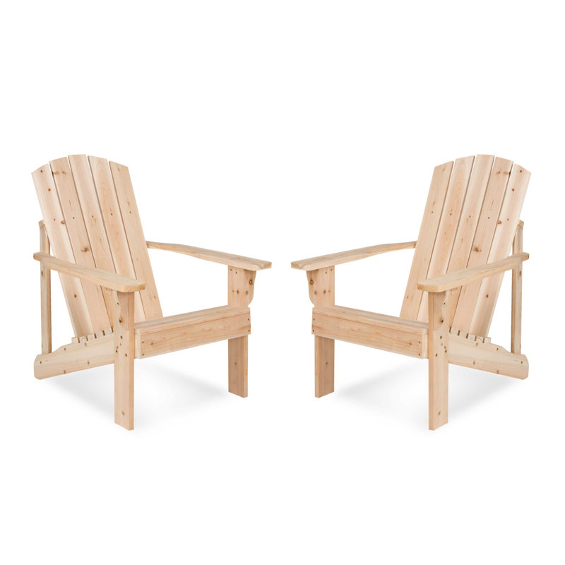 Ensemble de 2 chaises Adirondack en bois massif Bauhaus, Naturel