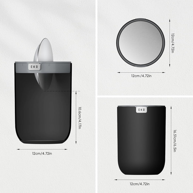 Plastic Swing Top Countertop Waste Bin - 1.5L, Black