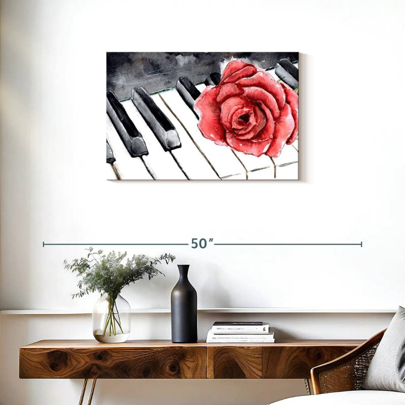 Abarca piano et fleur, H 20 po x l 30 po