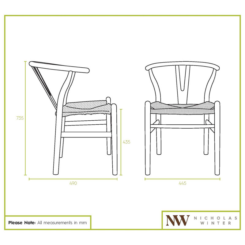 Nicholas Winter Scandi Danish Style Solid Wood Dining Chairs, 6, Black/Natural