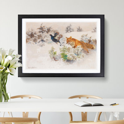 Fox Chasing Bird by Bruno Liljefors - Picture Frame Painting