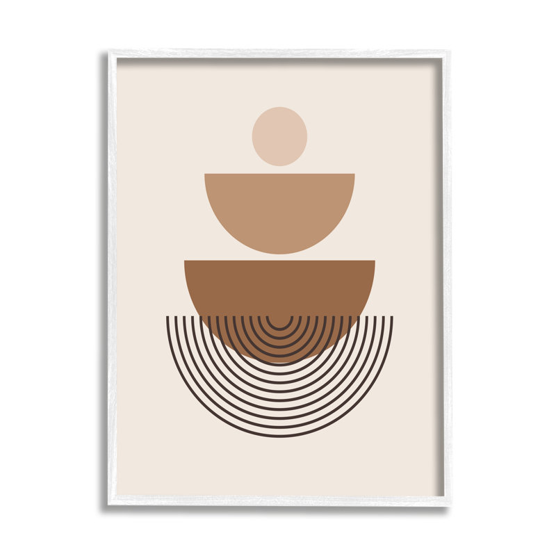 Impression de formes brunes sur fond beige sur bois, H 14 po x l 11 po x P 1,5 po