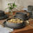 Gibson Elite Deerfield 16-Piece Stoneware Dinnerware Set – Stackable Plates and Bowls, Reactive Glaze, Service for 4, Soft Gray-115676019