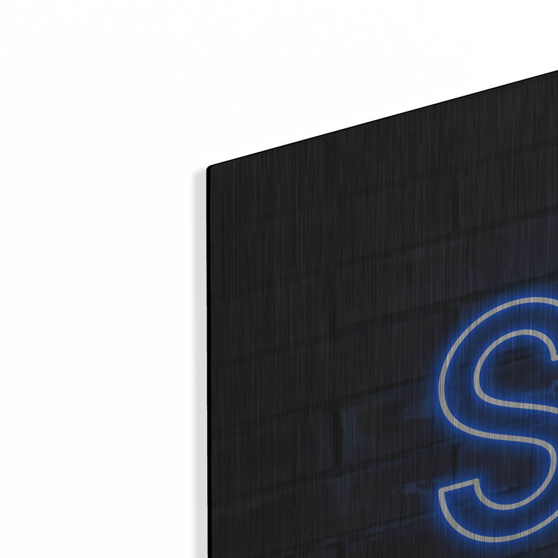 Latitude Wall «Say No In Neon Blue» par Luxe Portfolio, art mural en métal, H 24 po x l 48 po