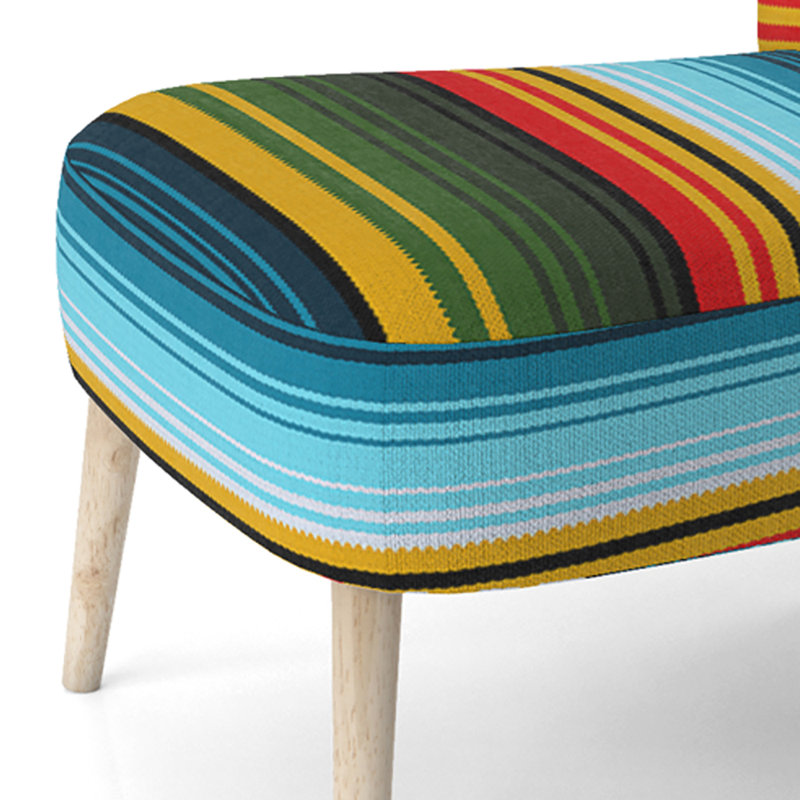 Chaise d'appoint rembourrée multicolore à rayures grunge