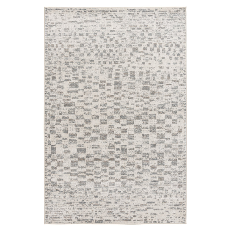 Tapis d'intérieur en polypropylène / polyester à carreaux abstraits Bungalow Rose Magaw, Rectangle 5 pi 3 po x 7 pi 7 po