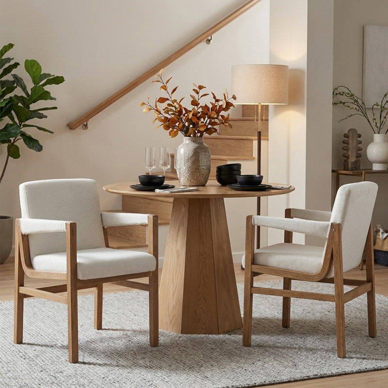 Modern Upholstered Dining Chairs Kitchen Chairs  For Dining Room, Natural, White