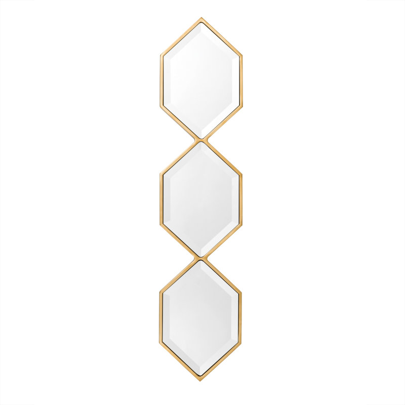 Saronno Flat Metal Beveled Wall Mirror, Gold