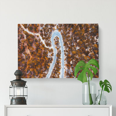 Bend In The Forest Road Painting - Wrapped Canvas